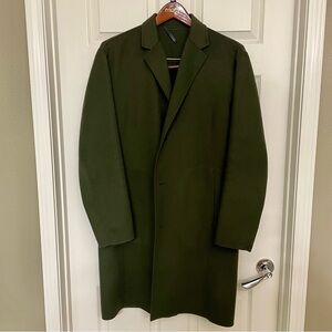THEORY 100% Cashmere Olive Green Topcoat Overcoat Medium
